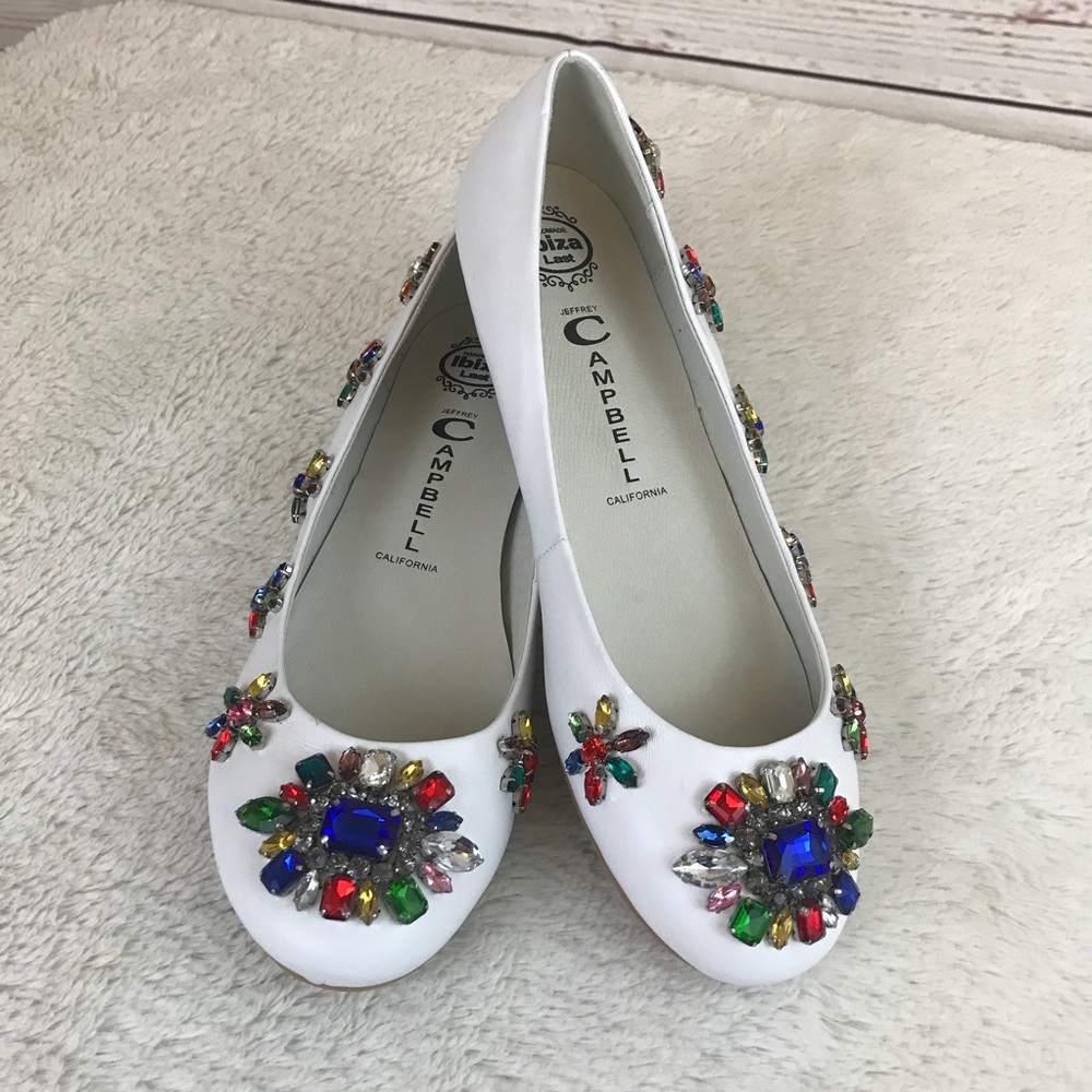 NWOB Jeffrey Campbell White Rhinestone Flats 8.5
